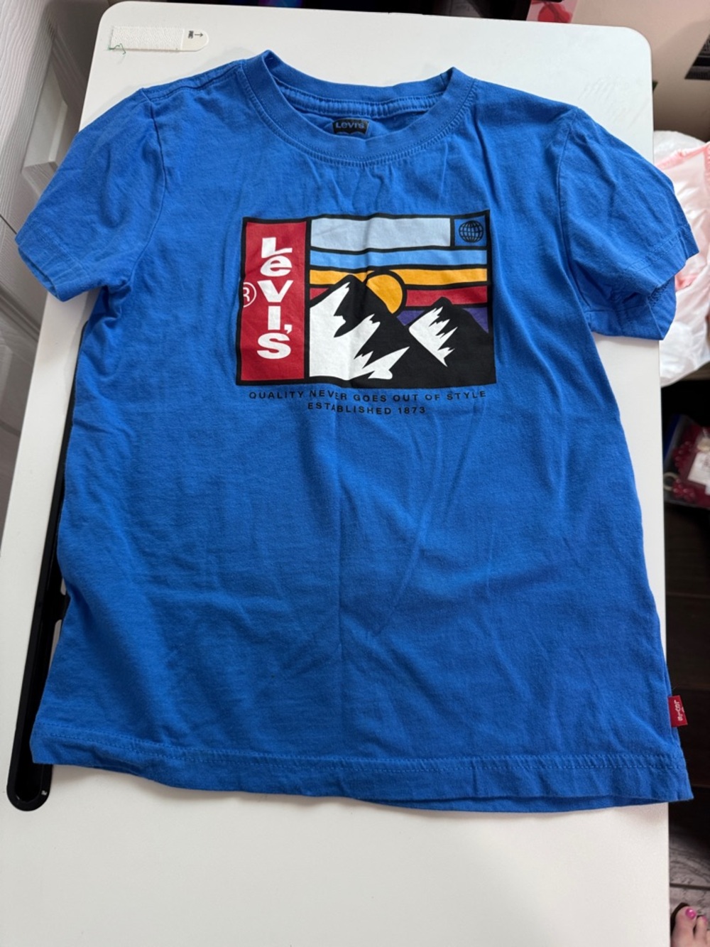 Levi's Blue Short Sleeve Tee with Mountain Sunset Graphic